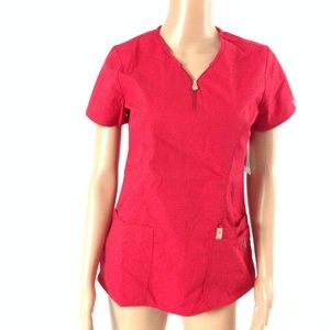 New Code Happy Women's Scrub Top Red Size XS
